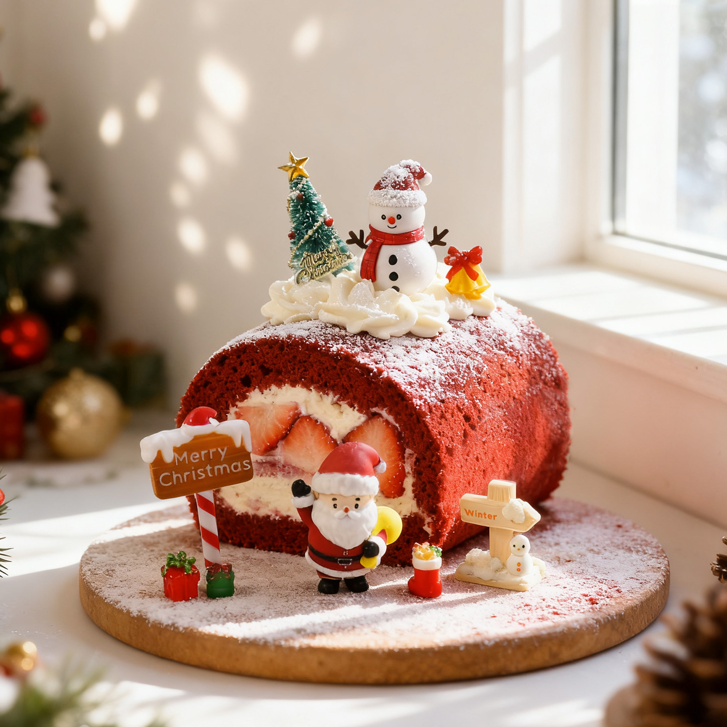 卡通圣诞老人雪人蛋糕玩偶摆件