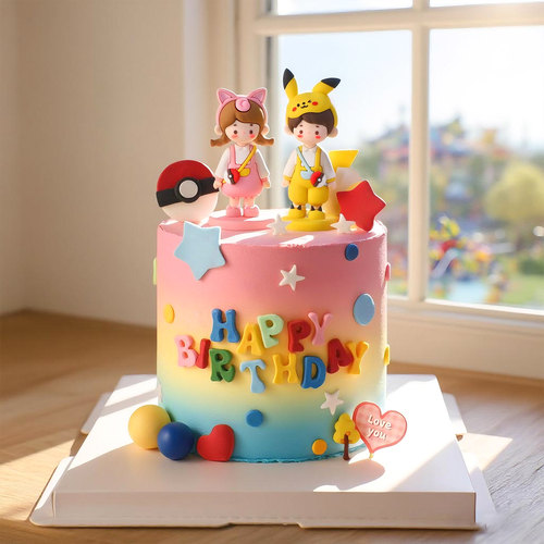 卡通男孩女孩宠物情侣玩偶摆件