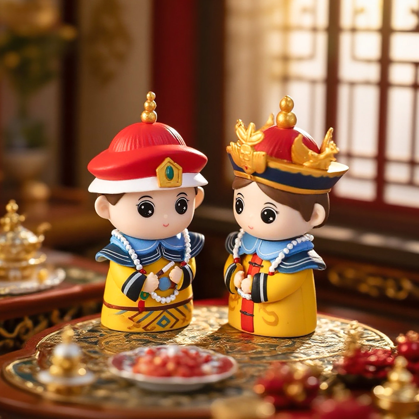 古风皇上皇后玩偶摆件卡通父皇母后大人长辈生日祝寿桌面装饰摆件,家居饰品,桌面摆件,淘宝优惠券,粉丝福利购,淘宝优惠卷