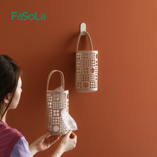 厨房垃圾袋收纳挂袋免打孔壁挂式塑料袋纸巾多功能网兜储物袋子