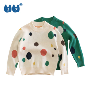 童装 儿童毛衣秋冬新款 波点系列宝宝纯棉长袖 保暖上衣中小童针织衫