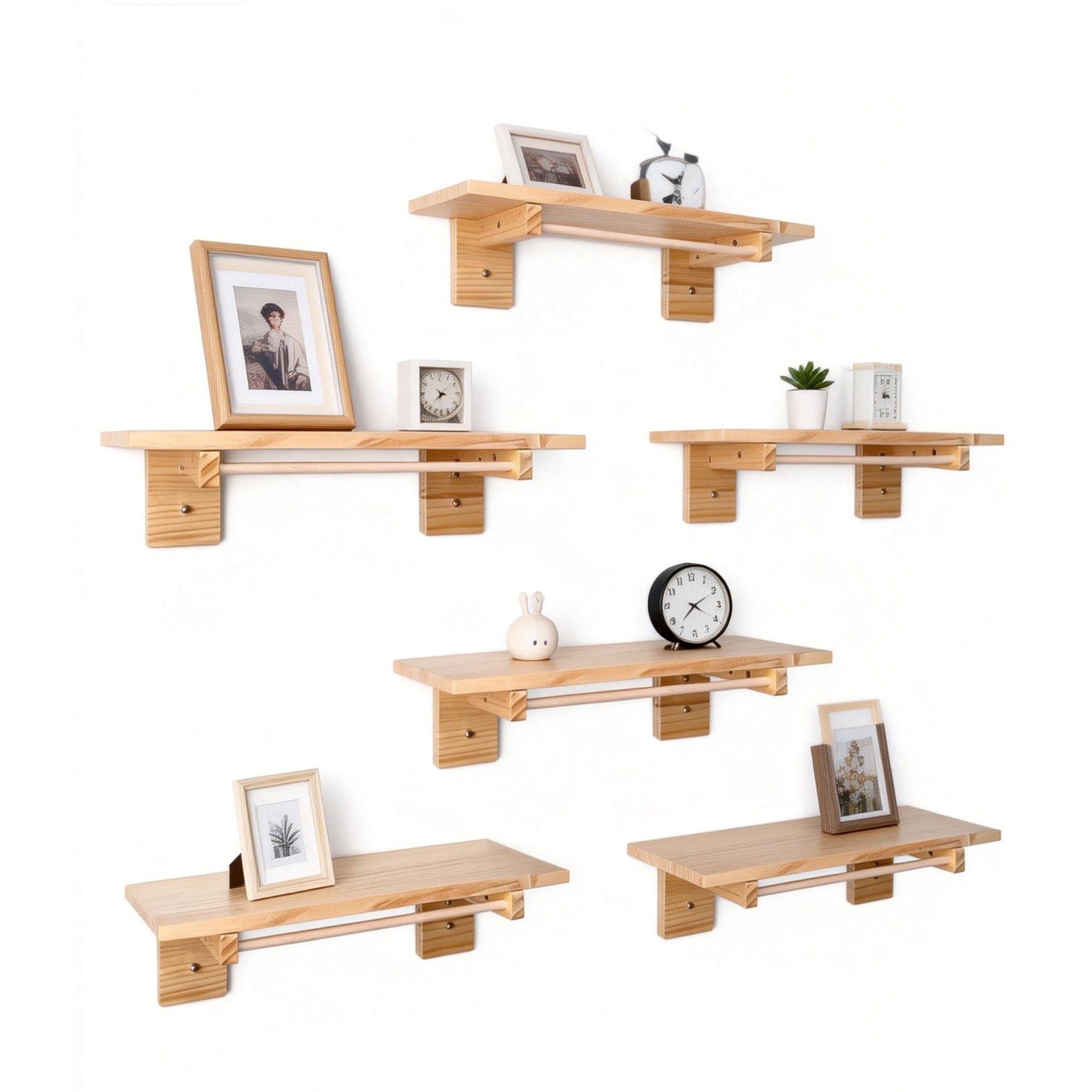 免打孔无痕粘贴实木置物架壁挂钩式墙上书架客厅卧室收纳架猫跳台