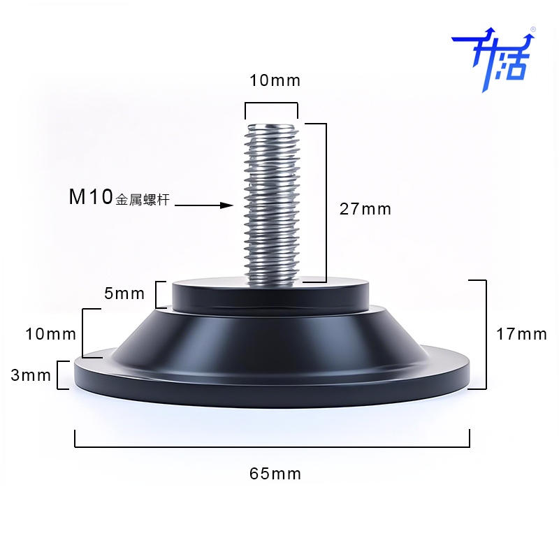 M10螺丝杆吸盘机器械脚垫黑色橡胶玻璃托垫家具桌椅金属固定防滑