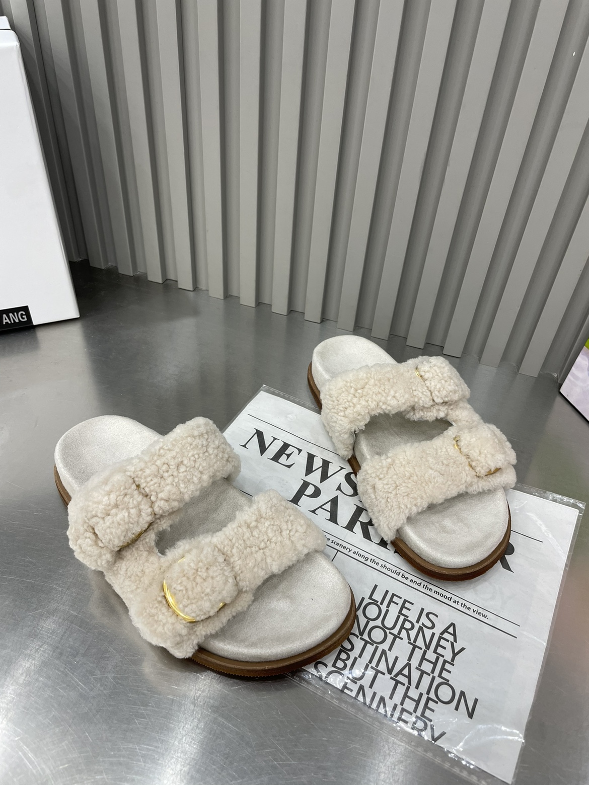 真皮羊羔毛毛一字拖毛毛鞋