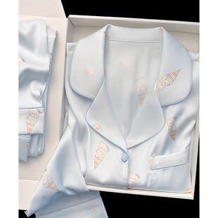 300斤特大码 春秋季 冰雪丝睡衣女长袖 胖MM家居服套装 两件套 长裤