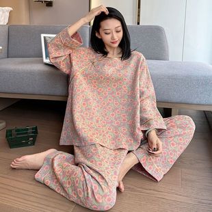 国风休闲开衫 胖mm特大码 新中式 宽松2 睡衣女家居服潮 300斤春秋季