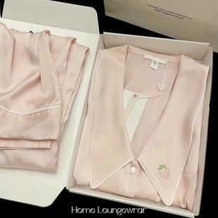 胖mm特大码 甜美草莓刺绣娃娃领睡衣女宽松2 300斤短袖 家居服套装