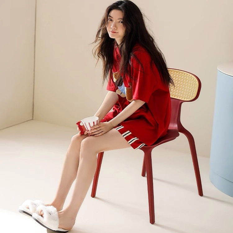 懒懒的高贵胖mm特大码睡衣女夏季短袖短裤纯棉家居服宽松2-300斤