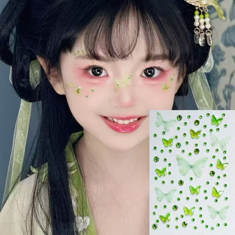 儿童水晶宝石舞台妆容贴纸表演出脸贴钻贴蝴蝶妆容贴花眼角装饰贴