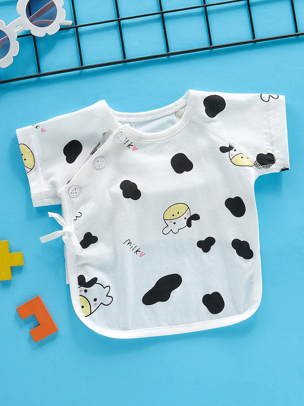 NEWBORN SHORT-SLEEVED HALF-BACK TOP SUMMER NEWBORN BABY MONK TOP CLASS A FULL MOON BABY ULTRA-THIN COTTON UNDERWEAR