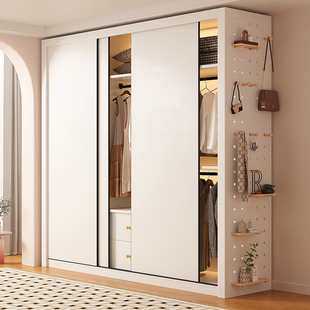 衣柜家用卧室实木生态板推拉门洞洞板衣橱2026新款爆款全挂式衣柜
