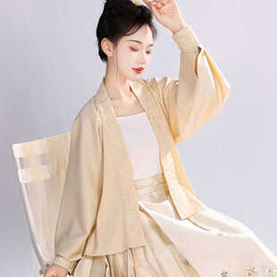 采莲归流年交领内搭宋制飞机袖原创汉服秋冬开衫短衫搭马面裙上衣