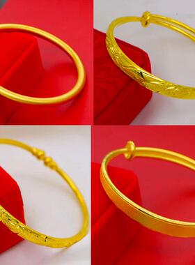 古法沙金手镯女彷真纯黄金色