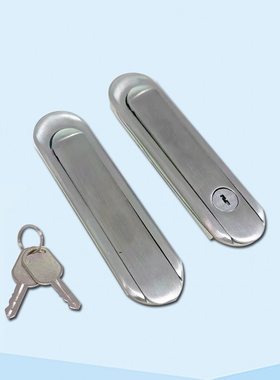 柜门平面锁AB402执手锁带钥匙304不锈钢材质把手锁橱柜门衣柜门锁