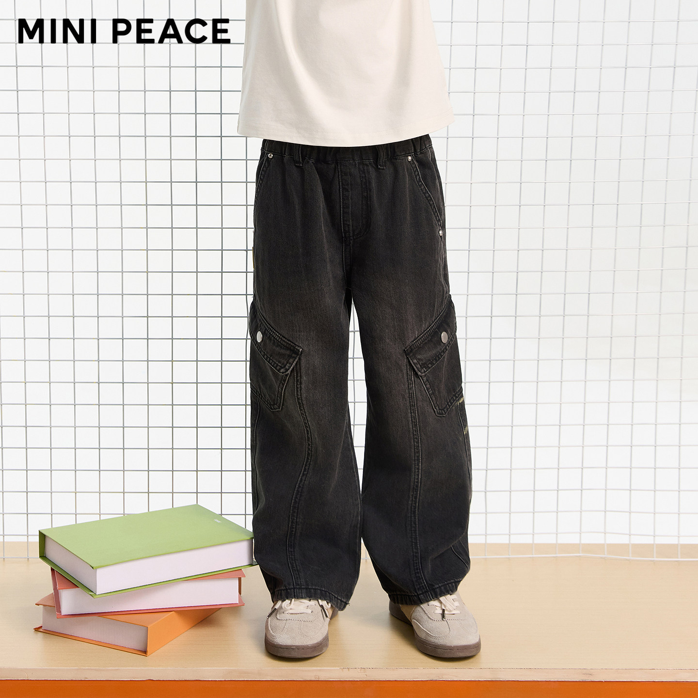 【专柜同款】MINIPEACE太平鸟童装男童牛仔裤秋季工装大口袋裤子