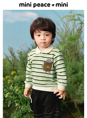 MINIPEACE太平鸟童装幼童卫衣儿童条纹POLO领春新品新款