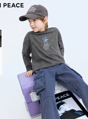 MINIPEACE太平鸟童装男童长袖T恤纯棉蜡染渐变儿童春装2026新款潮