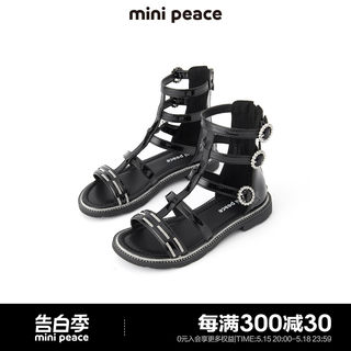 【专柜同款】minipeace太平鸟童装女童罗马鞋夏季高帮皮凉鞋洋气