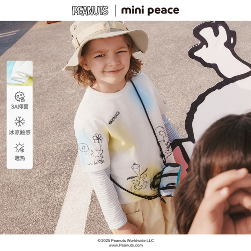 [凉感抑菌]【专柜同款】MINIPEACE×史努比联名系列男童短袖T恤