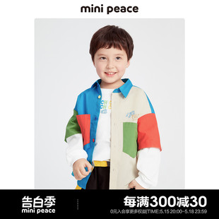 衬衫 春秋新男童短袖 minipeace太平鸟童装 儿童拼接秋 专柜同款