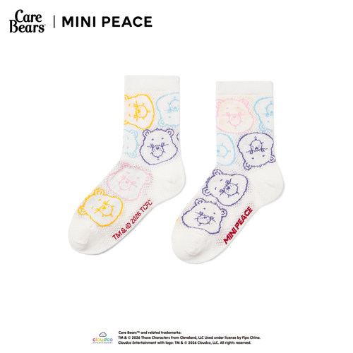 MINIPEACE X CareBears太平鸟童装女童儿童袜子中筒袜爱心熊夏款