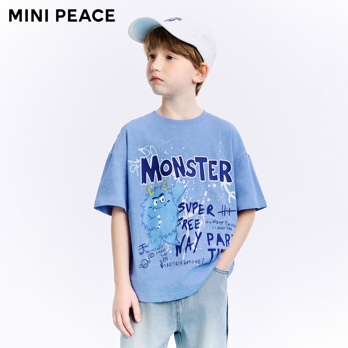 MINIPEACE太平鸟童装男童短袖T恤潮酷蜡染儿童夏装上衣小怪兽新款
