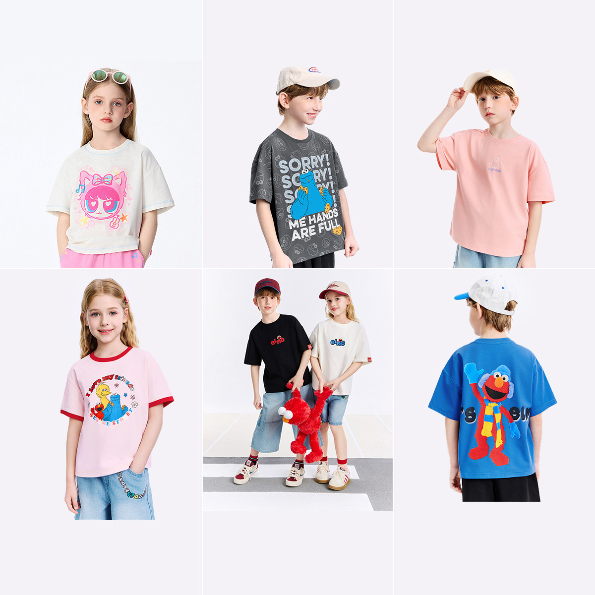 【直播换货】minipeace太平鸟童装怪兽款/芝麻街系列T恤