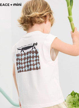 [A类亲肤 3A抑菌]MINIPEACE太平鸟童装男宝无袖背心儿童T恤夏装潮