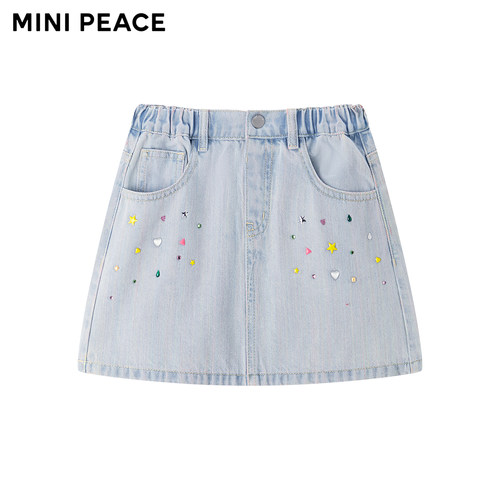 【专柜同款】MINIPEACE太平鸟童装女童半身裙夏新款儿童牛仔短裙