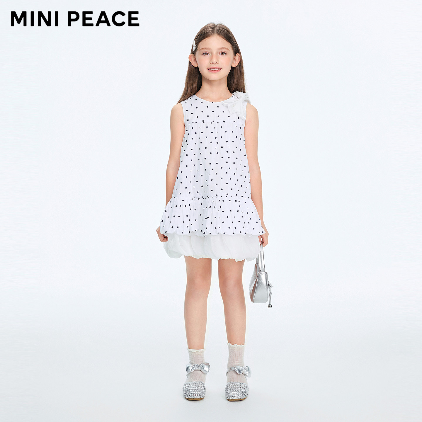 【专柜同款时尚系列】MINIPEACE太平鸟童装夏季小飞袖波点连衣裙