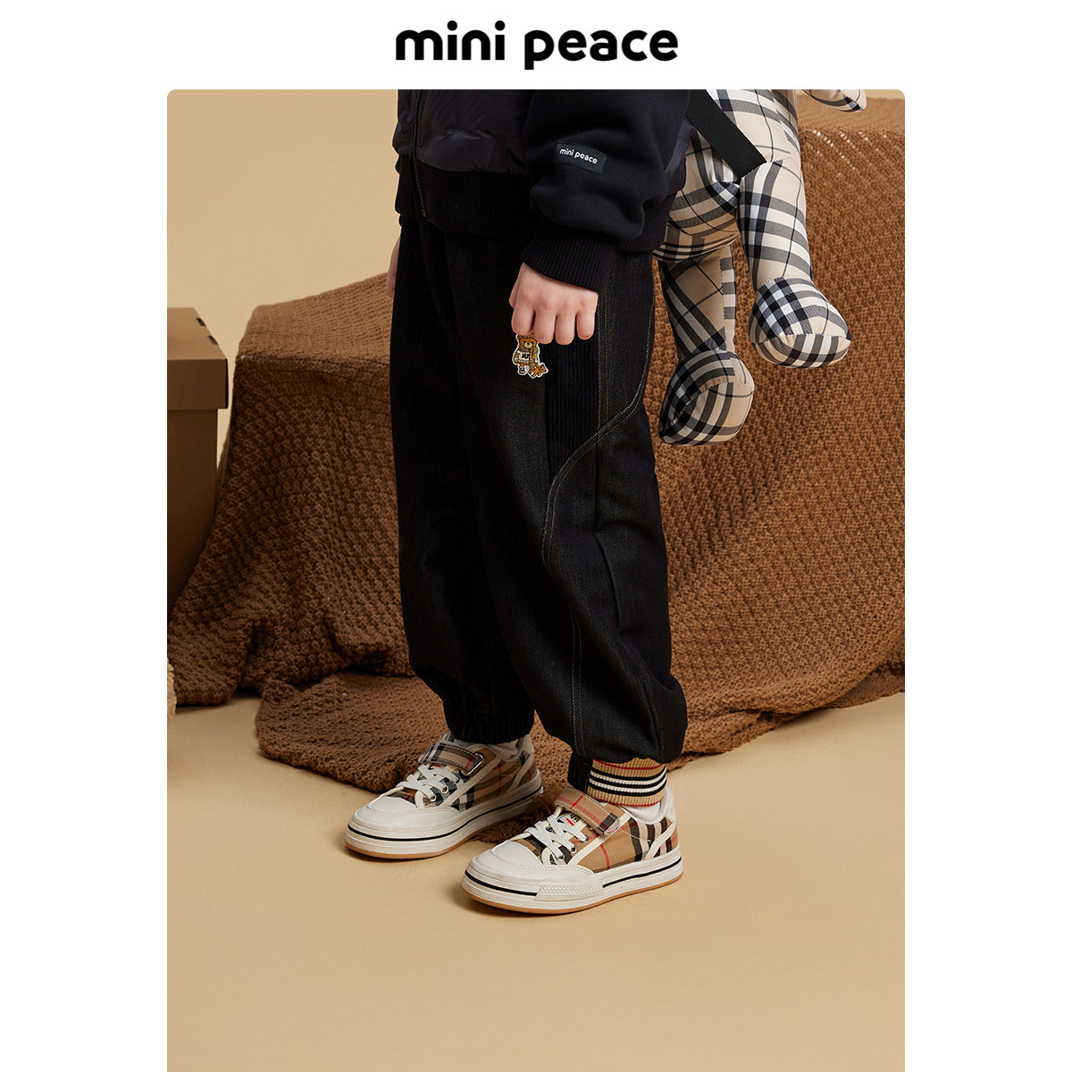 【专柜同款】MINIPEACE太平鸟童装男童裤子冬季儿童仿牛仔长裤