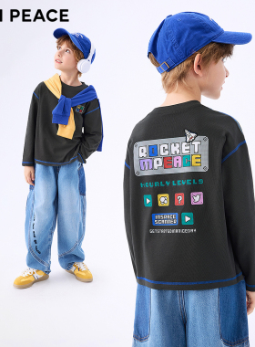 [5A抑菌]MINIPEACE太平鸟童装秋新男童长袖T恤背后大图儿童新款潮