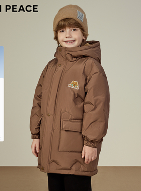 【御寒系列】MINIPEACE太平鸟童装男童羽绒服中长款冬小熊厚
