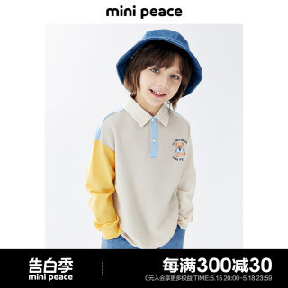 minipeace太平鸟童装男童洋气拼接POLO衫儿童长袖T恤新款春装上衣