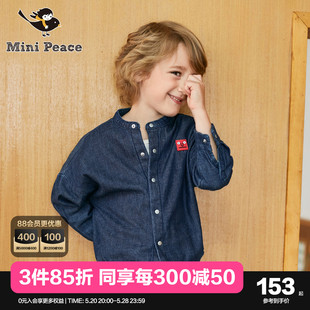 外套卡通装 minipeace太平鸟童装 圆领牛仔衬衫 男童长袖 饰春秋新品