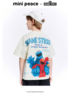 [5A抗菌]MINIPEACE×芝麻街联名太平鸟童装男童纯棉短袖T恤夏上衣