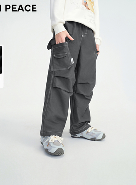 MINIPEACE太平鸟童装男童工装裤冬季加绒儿童伞兵裤子中大童