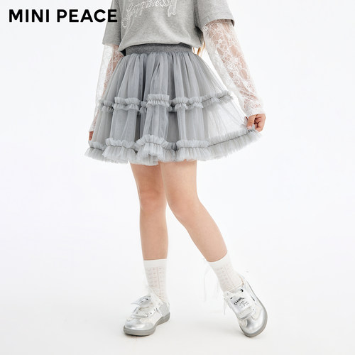 MINIPEACE太平鸟童装女童半身裙秋季新款儿童纱裙芭蕾风甜美短裙