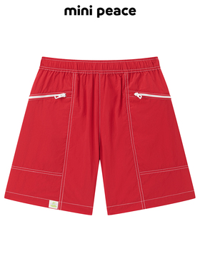 MINIPEACE太平鸟童装男童短裤夏季薄款红色儿童工装五分沙滩裤