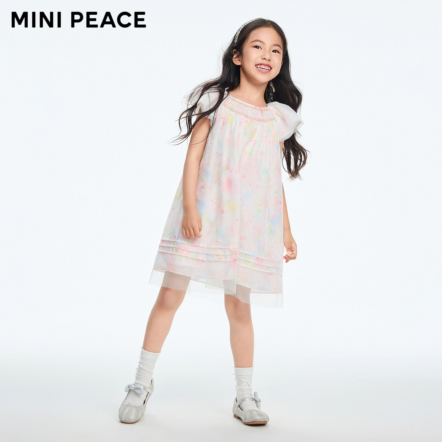 【专柜同款时尚系列】MINIPEACE太平鸟女童夏季泡泡袖晕染连衣裙
