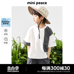 男童短袖 minipeace太平鸟童装 新款 凉感抑菌 T恤山系拼接宝宝夏装