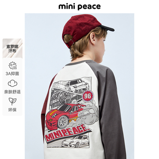 [抑菌环保]MINIPEACE太平鸟童装男童长袖T恤拼接大图案内搭打底衫