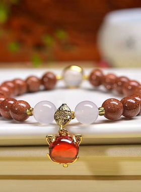 天然金沙石单圈手串金沙石手串饰品轻奢精致小众礼物水晶手串