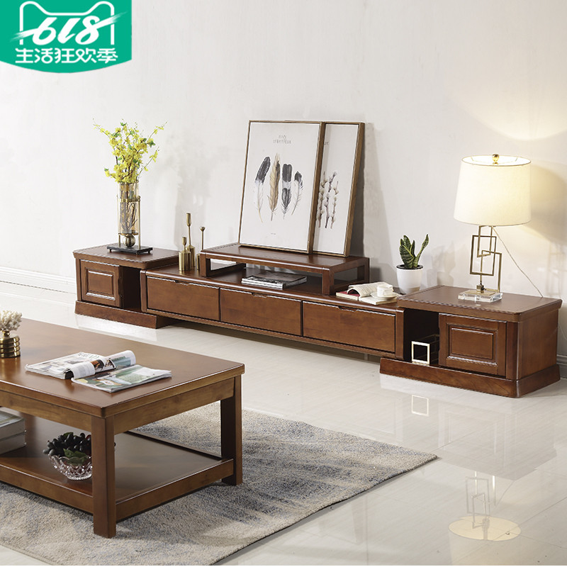 solid wood TV cabinet tea table combination modern Chinese style a living room furniture Stretch 3 TV cabinet oak Cabinetin the Residential furniture , Cabinet , TV cabinet  category - from Buy2taobao.com to provide professional Taobao agent buy service