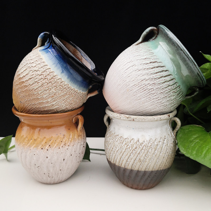 加厚紫砂陶瓷大肚有耳多肉花盆简约创意美观透气客厅阳台花卉绿植在类目 鲜花速递/花卉仿真/绿植园艺, 花瓶/花器/花盆/花架（新）, 花盆中 - 来自Buy2taobao.com提供专业的淘宝代购服务