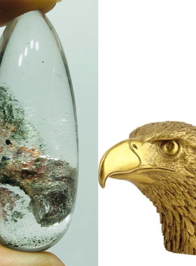 鼎好珠宝 天然水晶吊坠彩红绿幽灵挂件异象形水滴 像老鹰头干流沙