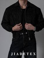 Old Money Style's heavyweight * JIADE* Suede flight jacket for men, a short American casual winter coat thumbnail 8