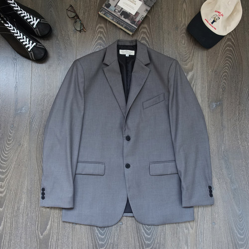 CAILENOW  oversize垫肩灰色西装套装男格雷系美式复古西服男外套