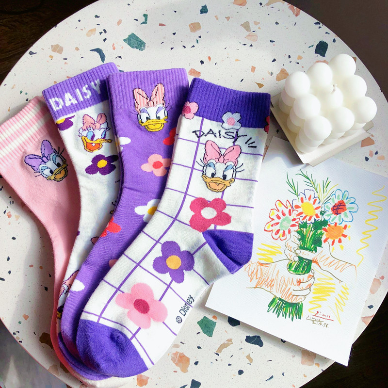 包邮女士紫色系唐老鸭纯棉袜子唐老鸭黛丝迪斯尼短袜子休闲可爱卡,女士内衣/男士内衣/家居服,短袜,淘宝优惠券,粉丝福利购,淘宝优惠卷