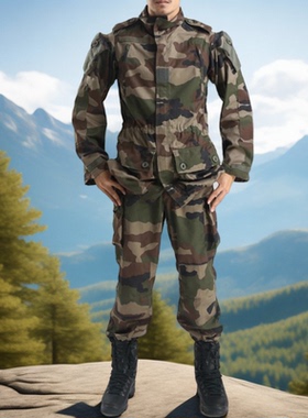 法军军版法国外籍军团FELIN T4S2防撕防蚊虫格子布CE迷彩战术风衣